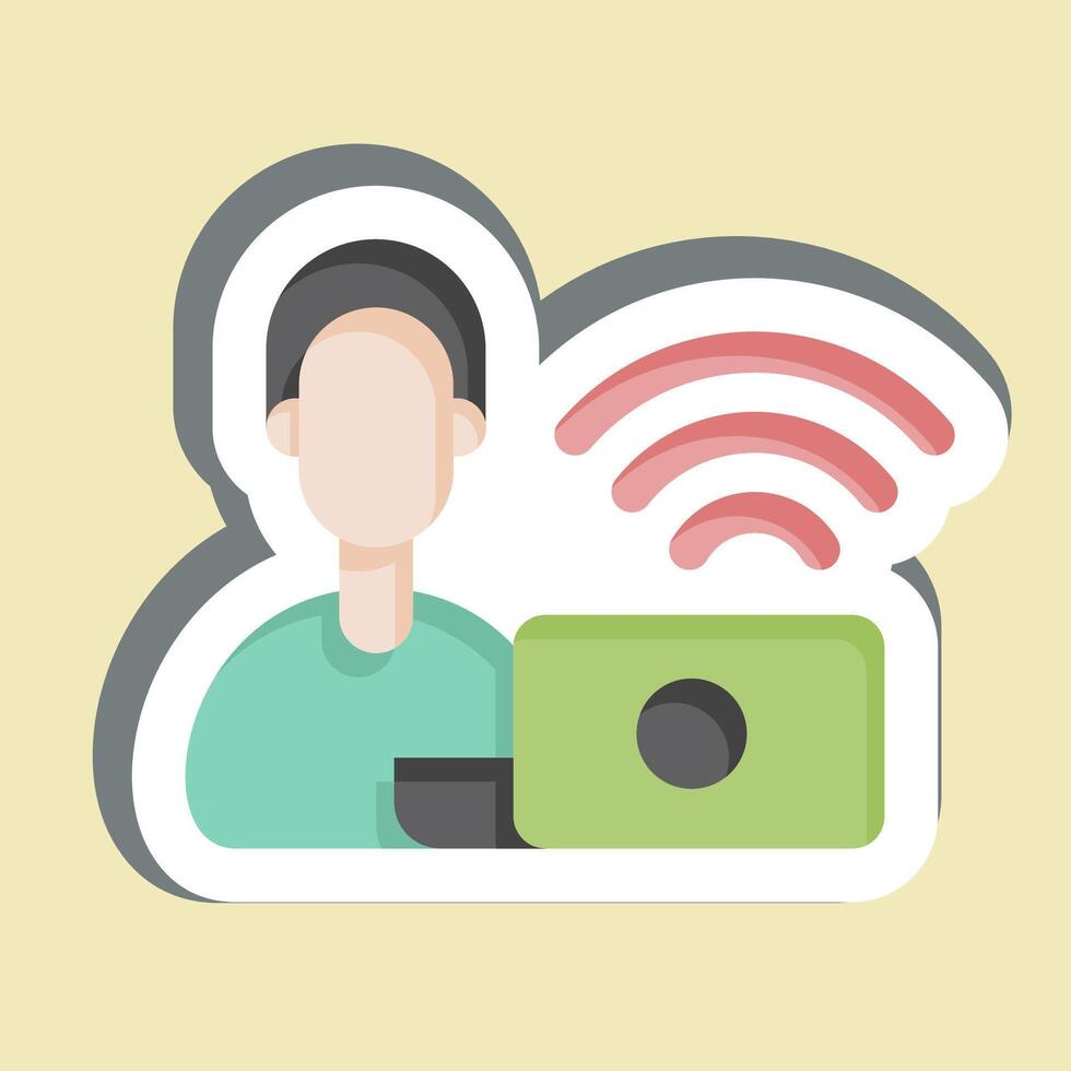 Sticker Remote Working Office. related to Remote Working symbol. simple design illustration vector