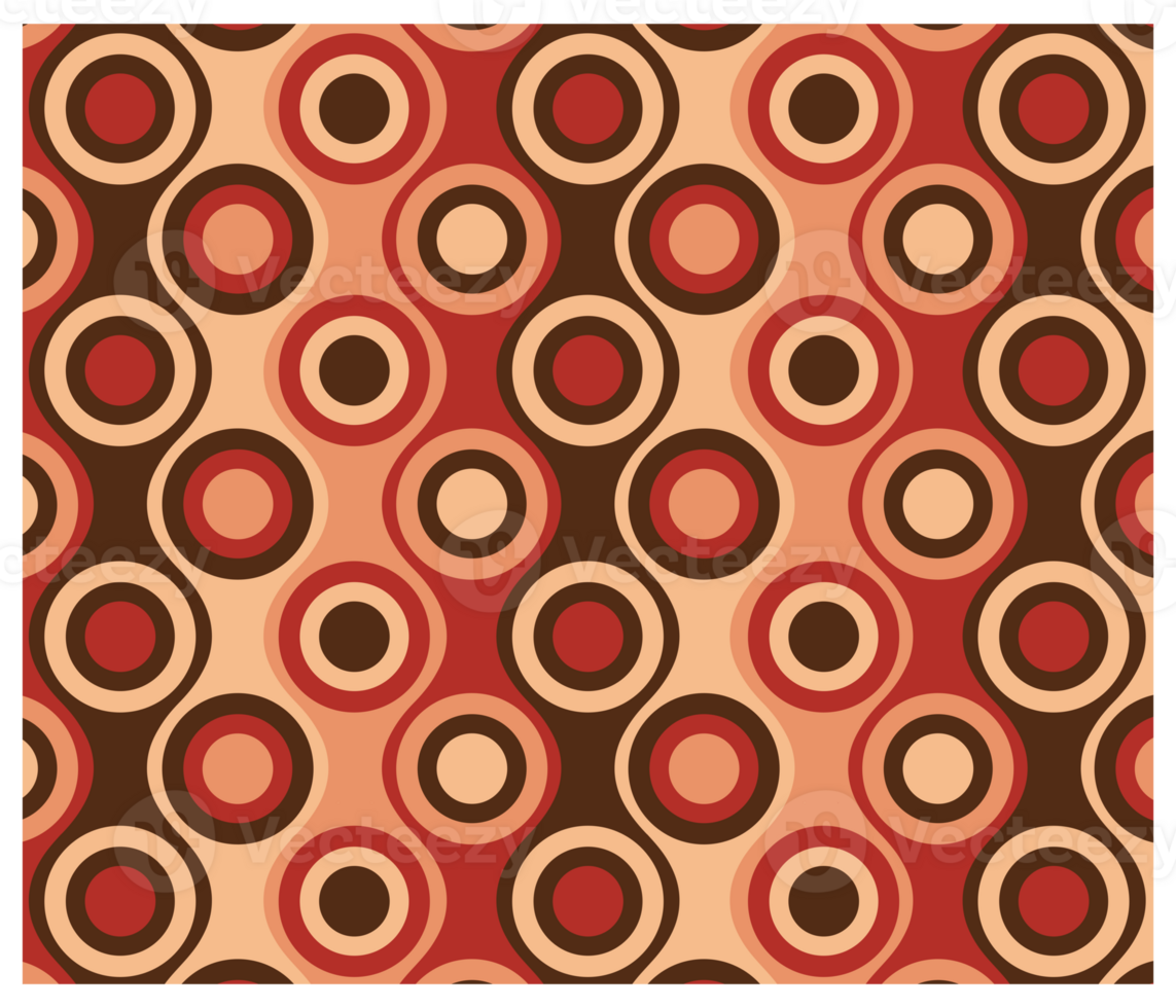 Retro 1970s Style Red Brown Orange Geometric Circles Mid Century Seventies Vintage Pattern png