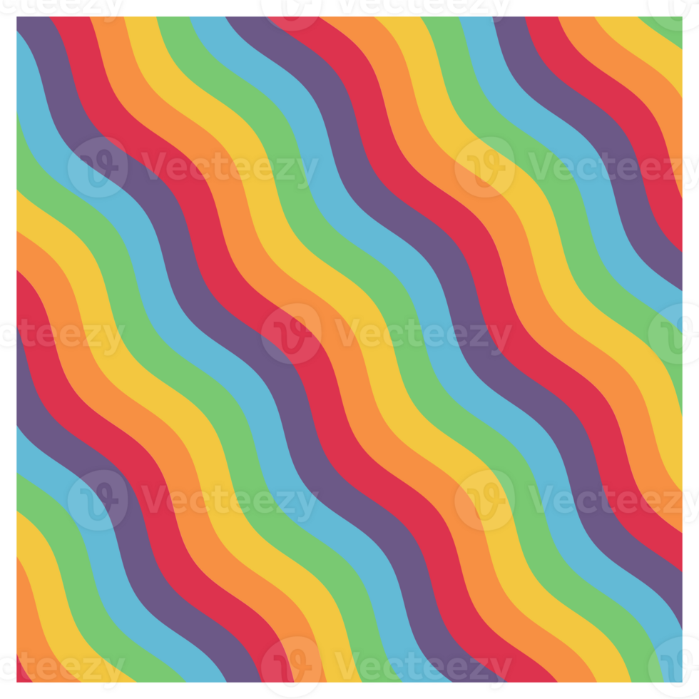 Retro 1970s Colorful Rainbow Wavy Lines Pattern png