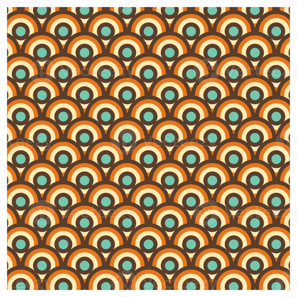 1970s Style Retro Seventies Vintage Mid Century Circles Pattern png