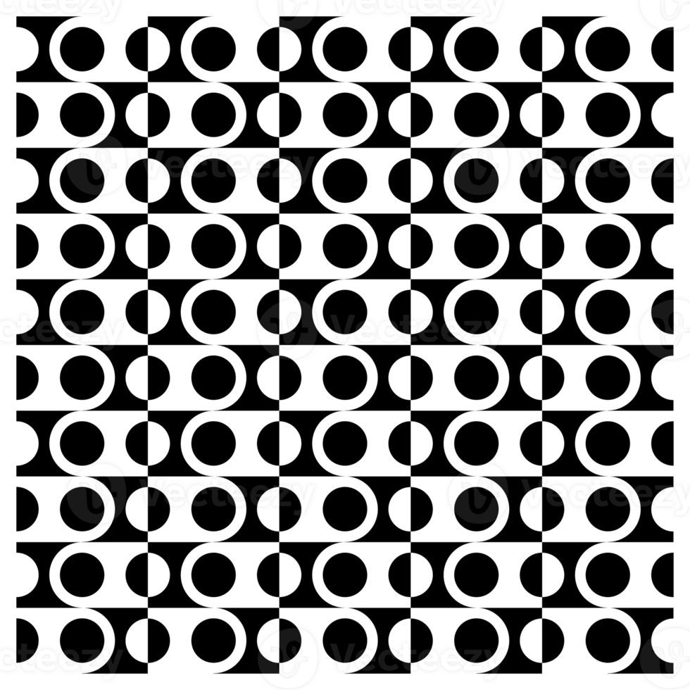 Retro Style Black and White Abstract Circles Sixties Pattern png