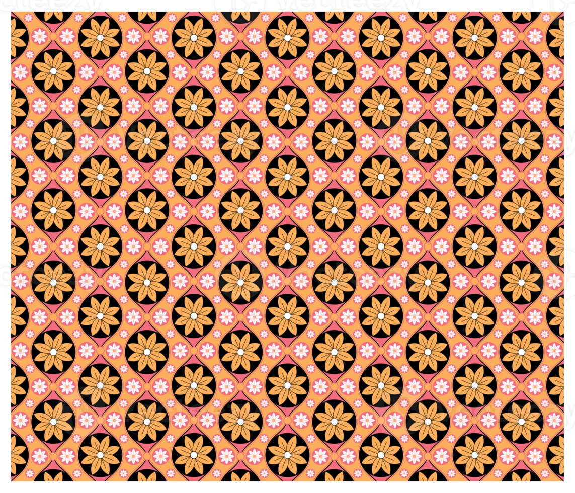 Retro 1960s Flower Power Orange And White Daisy Flowers Pattern png