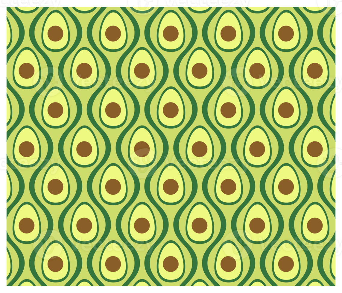 Retro Green And Brown Avocado Seventies Style Mid Century Vegan Background Pattern png
