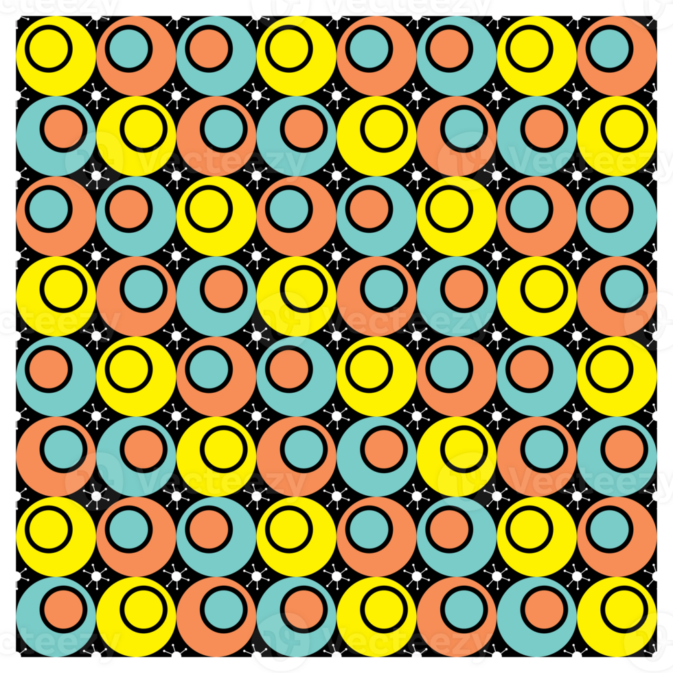 Retro 1950s Mid Century Colorful Red Blue Yellow Atomic Pattern png