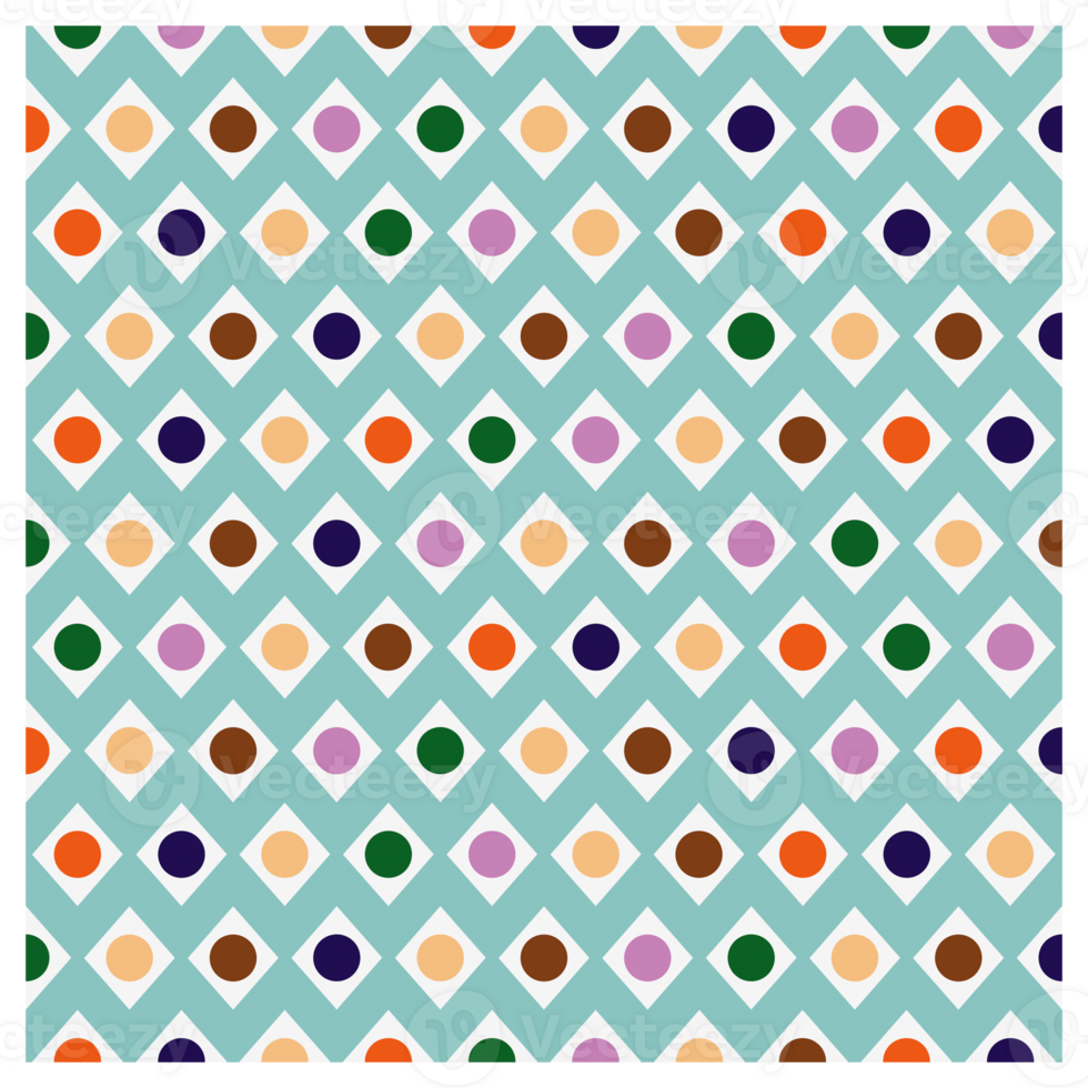 Retro Seventies Mid Century Colorful Circles And Diamonds Pattern png