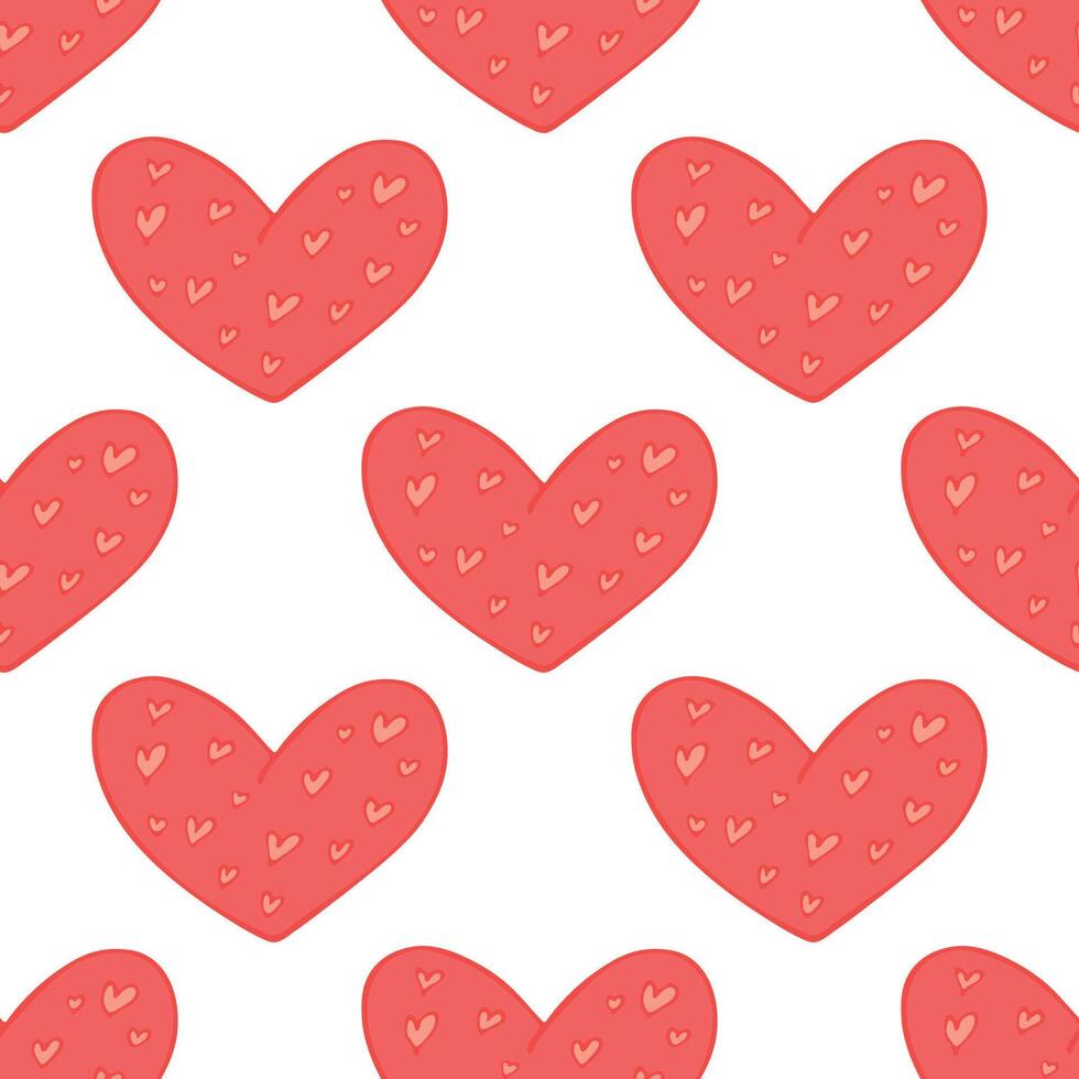 Seamless pattern with hand drawn heart doodle for decorative print, wrapping paper, greeting cards and fabric vector