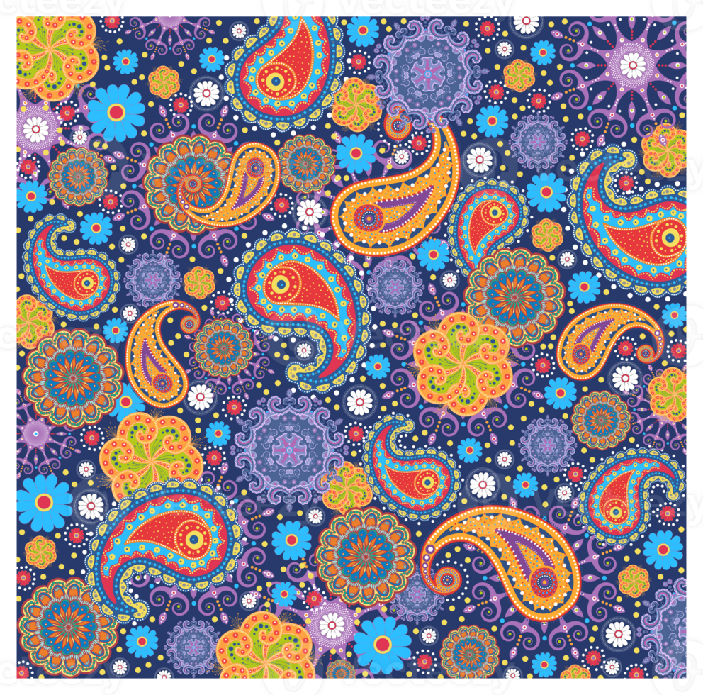 Retro 60s 70s Colorful Hippie Style Bohemian Paisley Pattern png