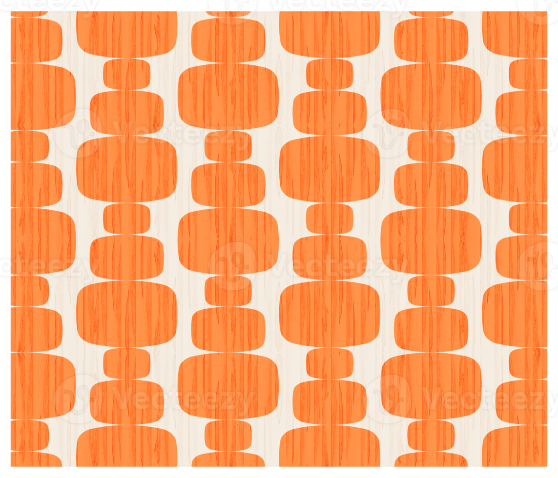 Retro 1970s Style Stacked Orange Rectangle Shapes With Wood Grain Texture Background Pattern png