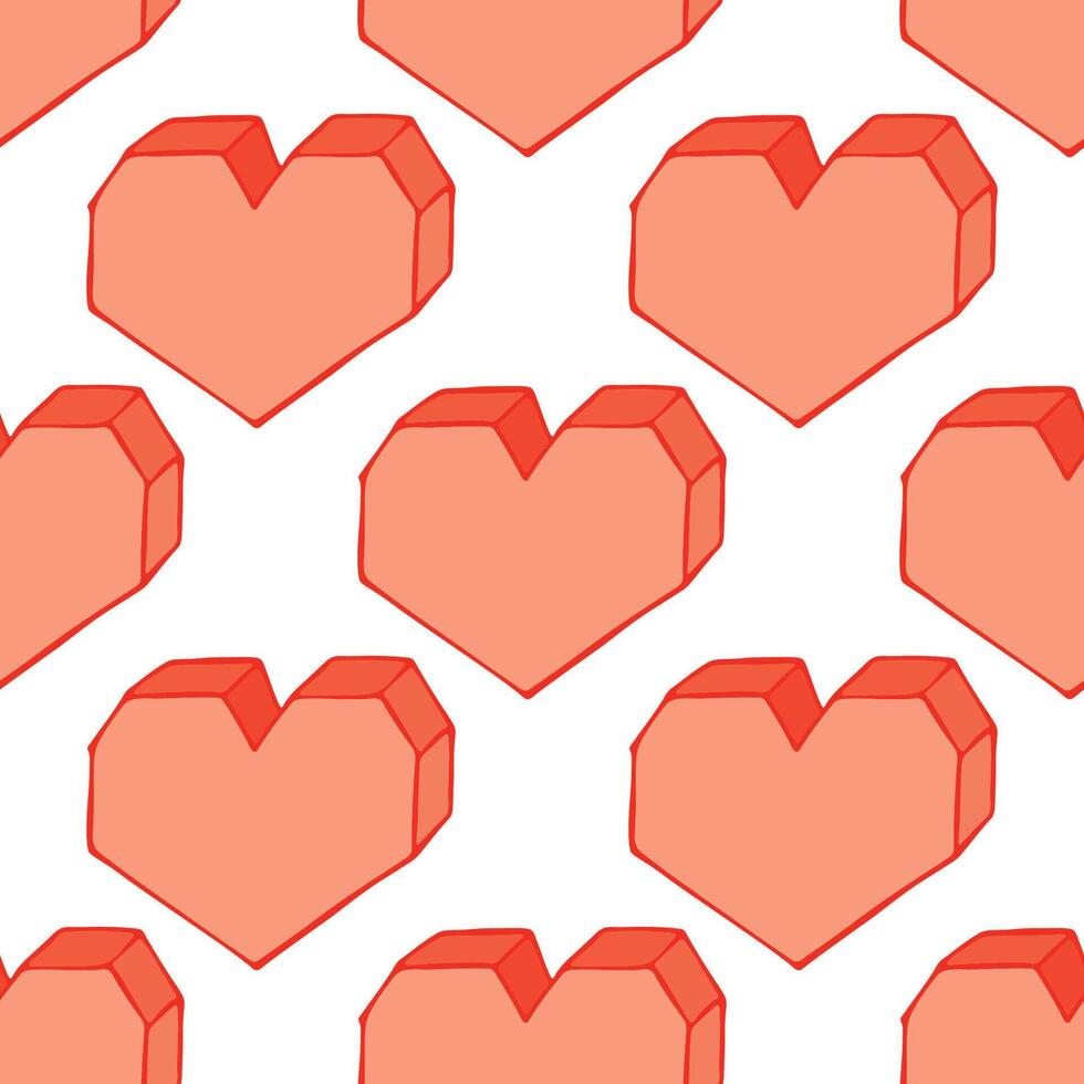 Seamless pattern with hand drawn heart doodle for decorative print, wrapping paper, greeting cards and fabric vector