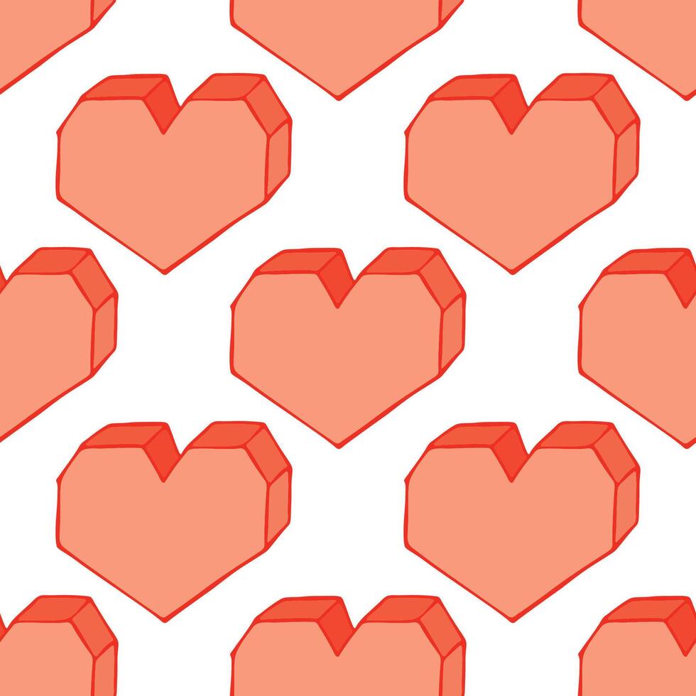 Seamless pattern with hand drawn heart doodle for decorative print, wrapping paper, greeting cards and fabric vector