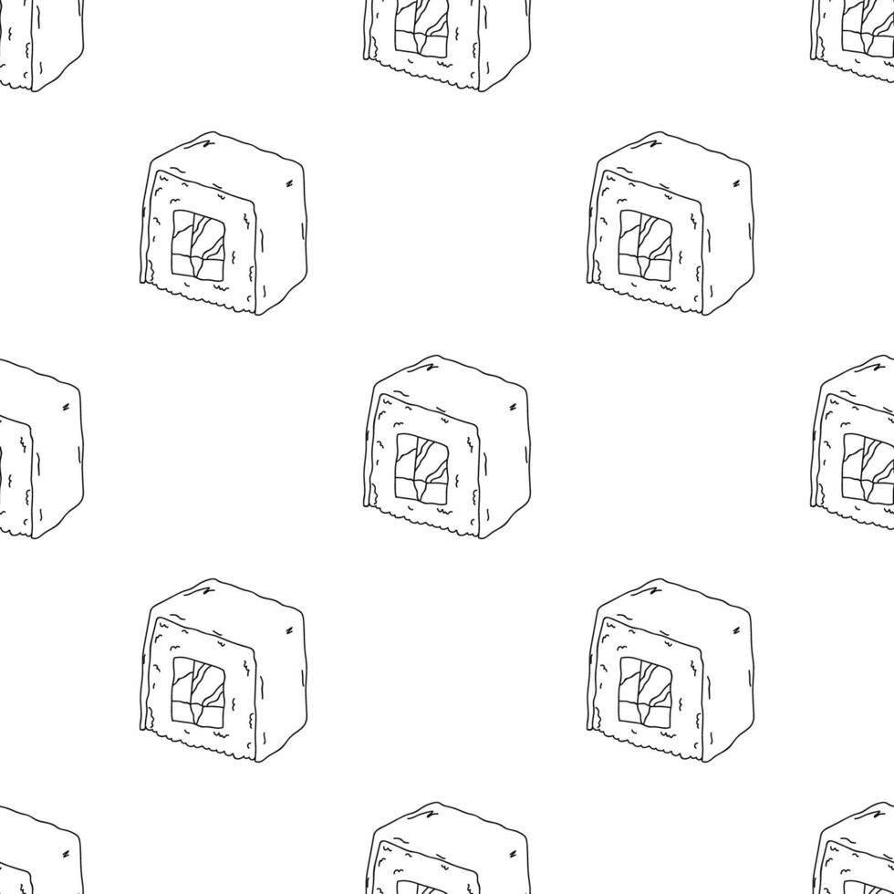 Seamless pattern with sushi roll for decorative print, wrapping paper, menu, wallpaper and fabric vector