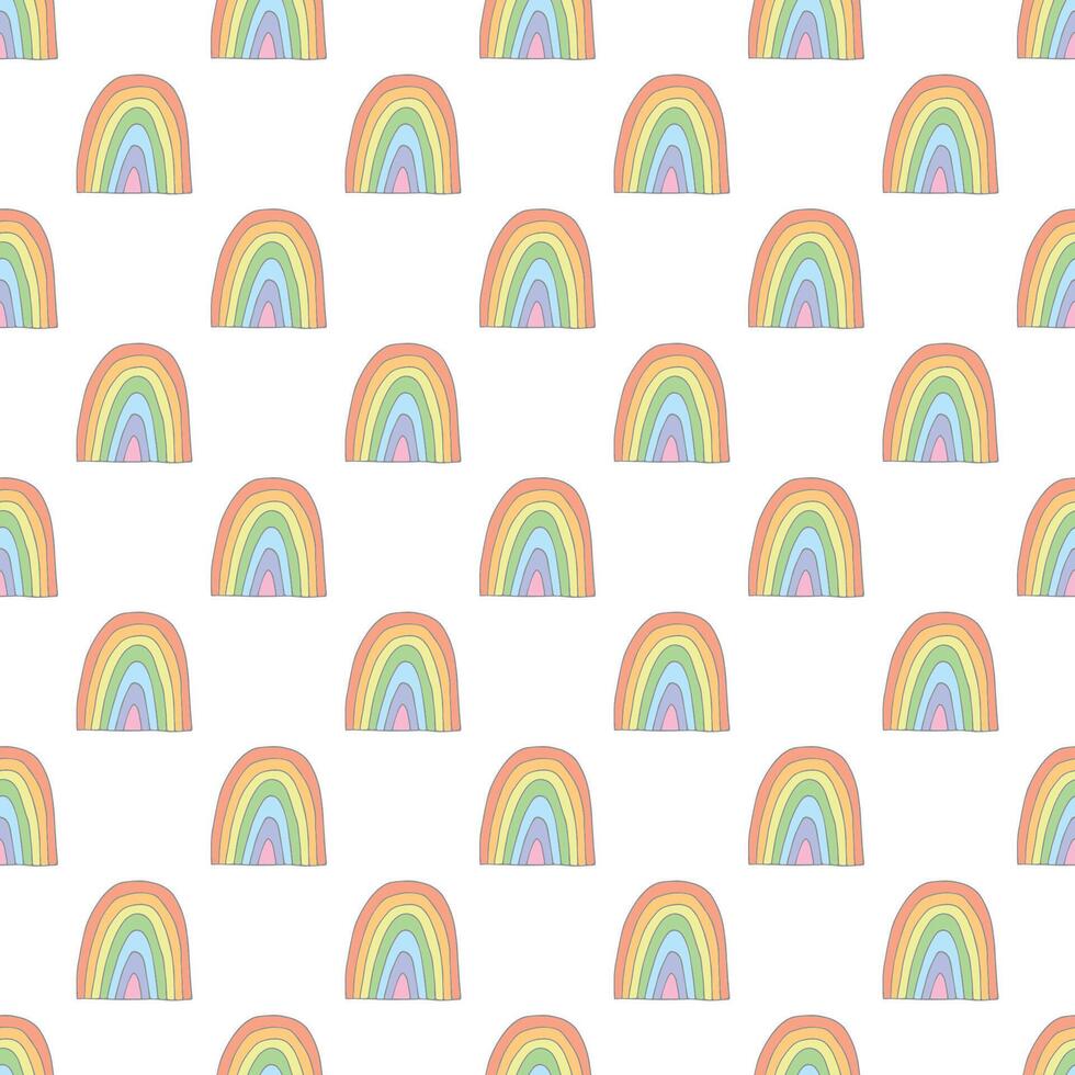 Seamless pattern with rainbow doodle for decorative print, wrapping paper, greeting cards, wallpaper and fabric vector