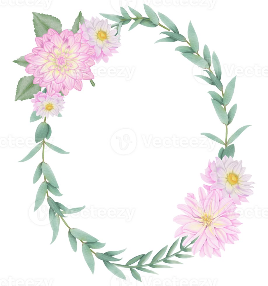 Hand-Drawn Pink Dahlia Blooms - Summer Flower Illustration png