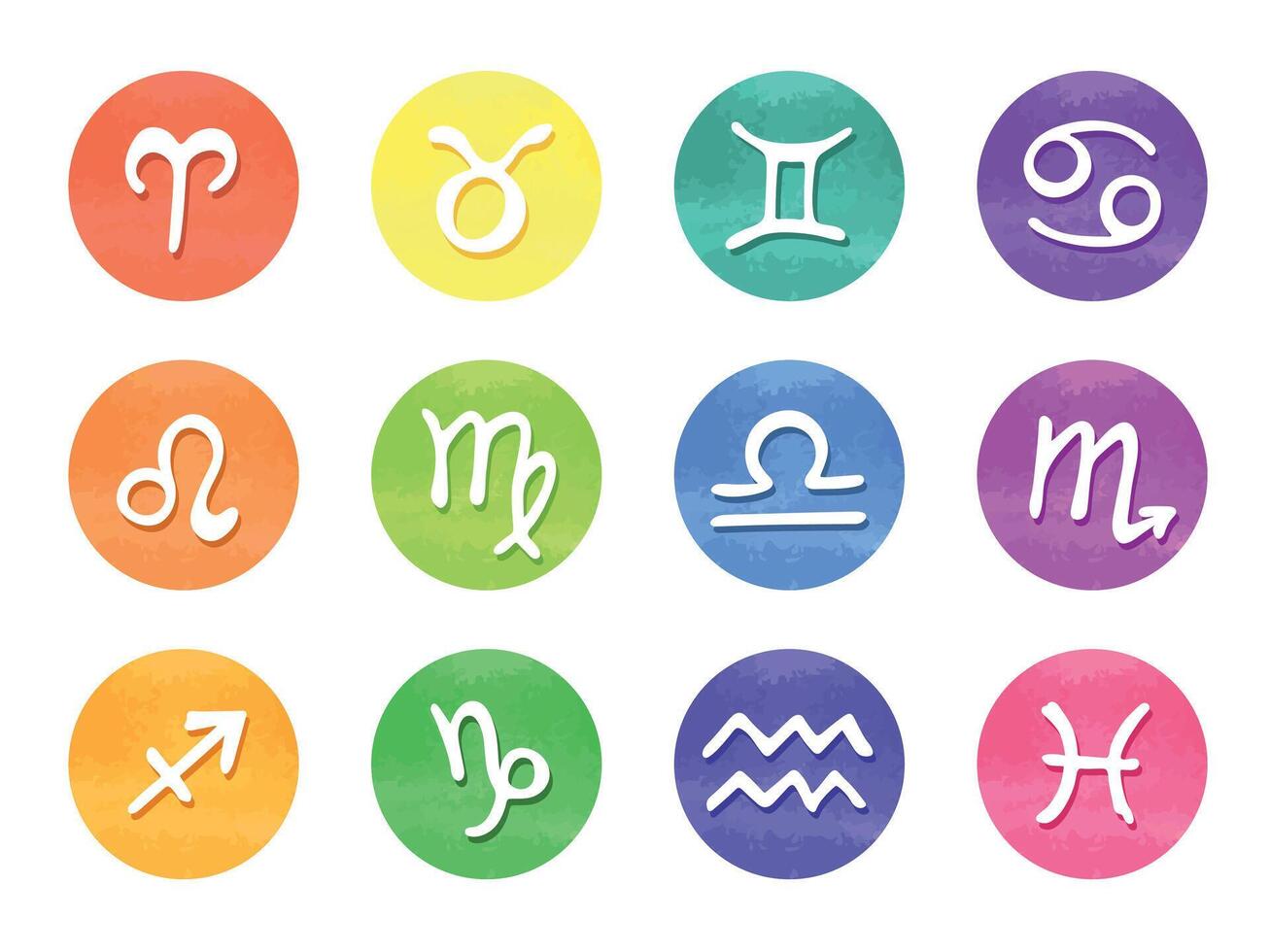 mano dibujado zodíaco señales en redondo marcos esotérico garabatear conjunto astrología clipart elementos para diseño vector