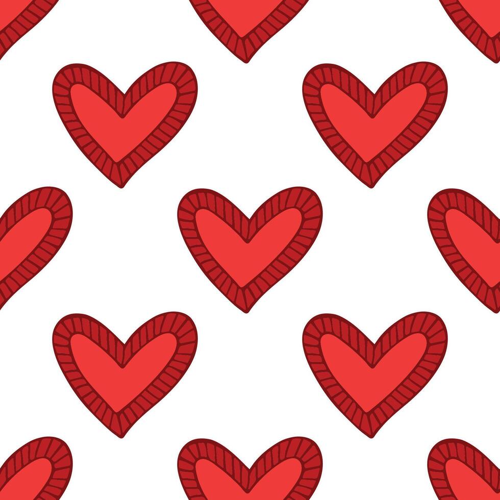 Seamless pattern with hand drawn heart doodle for decorative print, wrapping paper, greeting cards and fabric vector