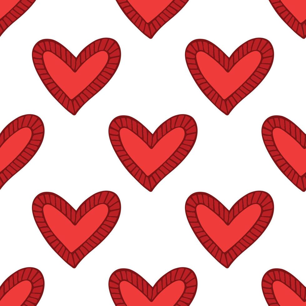 Seamless pattern with hand drawn heart doodle for decorative print, wrapping paper, greeting cards and fabric vector