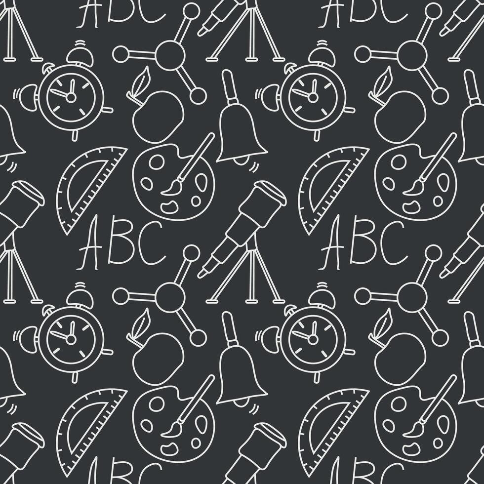 Seamless school pattern. Hand drawn doodle school background. Education illustration vector