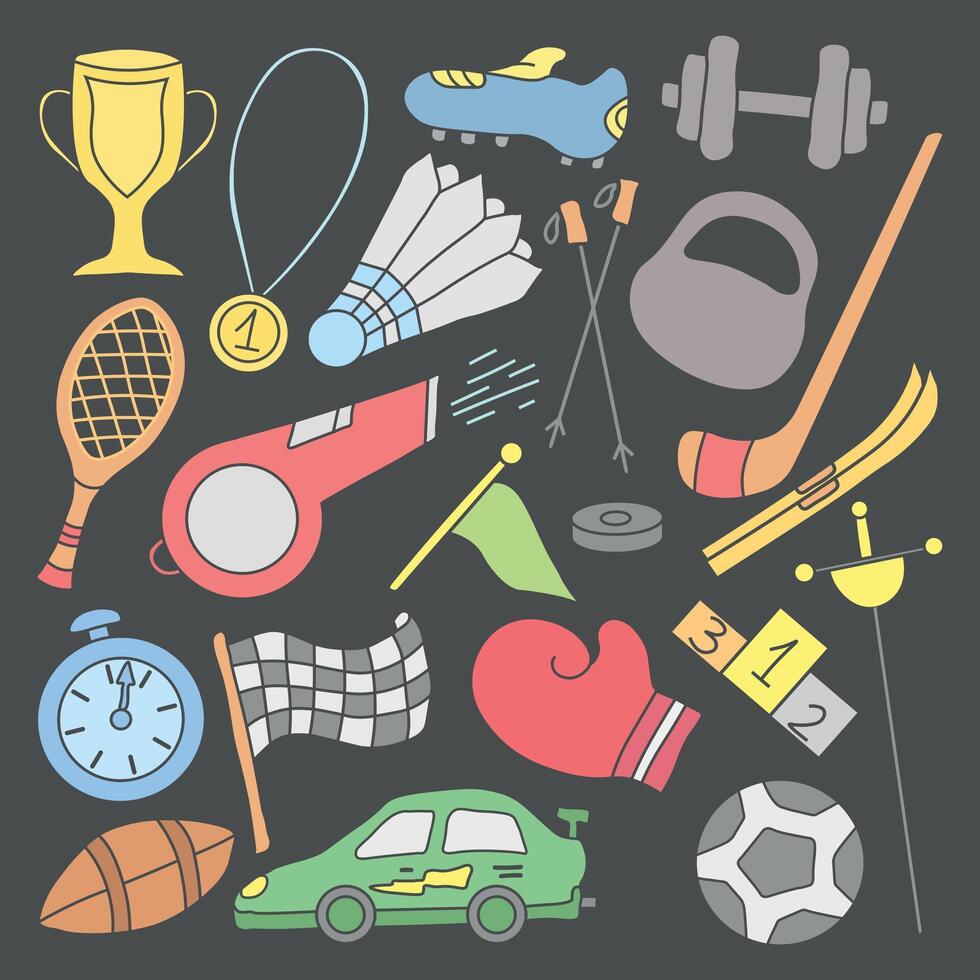 antecedentes con Deportes iconos garabatear deporte ilustración vector