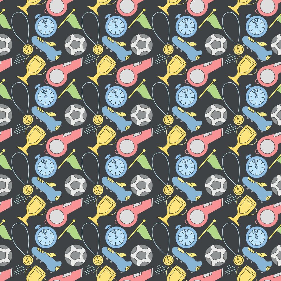 Seamless sport pattern. Background with sports icons. Doodle sport illustration vector