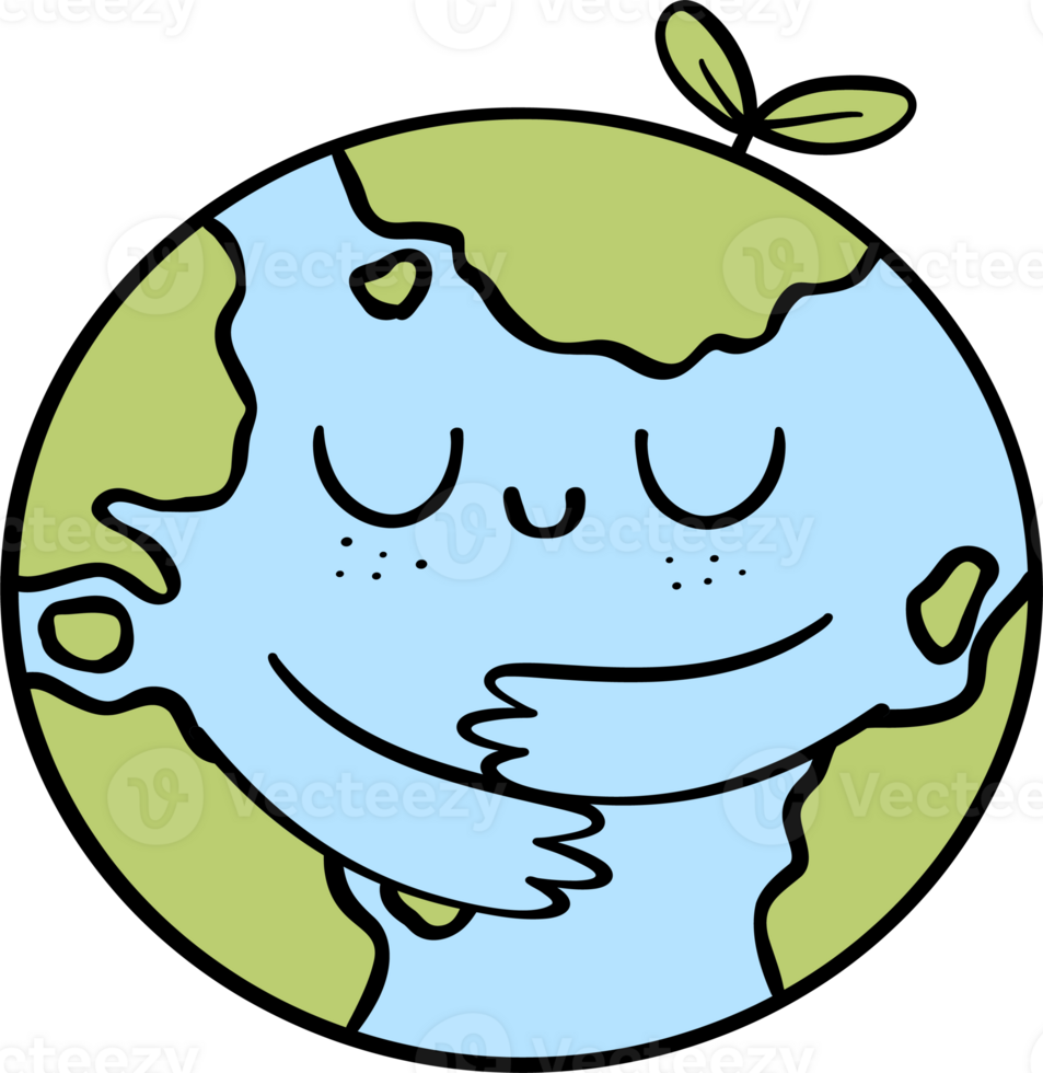 Retro Earth Day happy globe self love hug Pastel Doodle Drawing Cartoon png