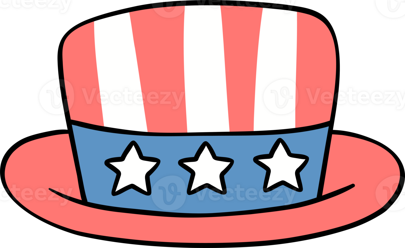 Retro Groovy 4th of July uncle sam hat Independence day festive cartoon doodle drawing png