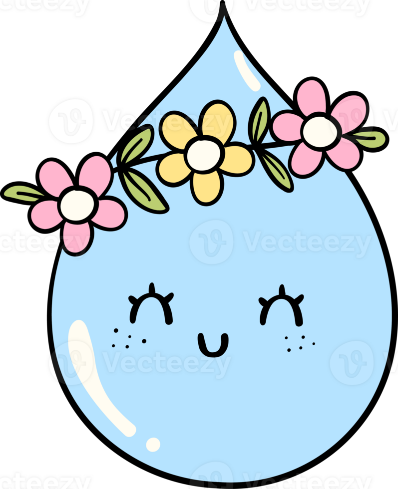 Retro Earth Day Water drop Pastel Doodle Drawing Cartoon png