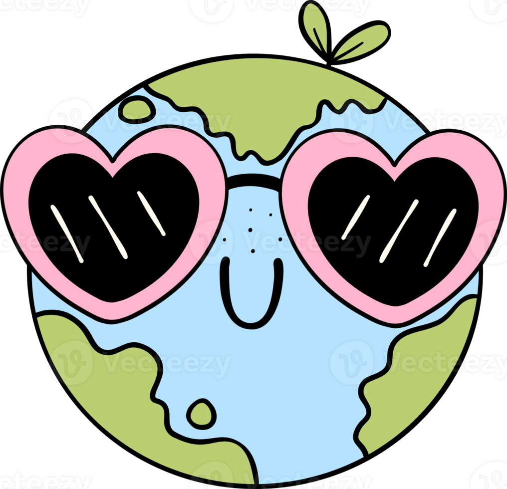 Retro Earth Day Pastel Doodle Drawing Cartoon png