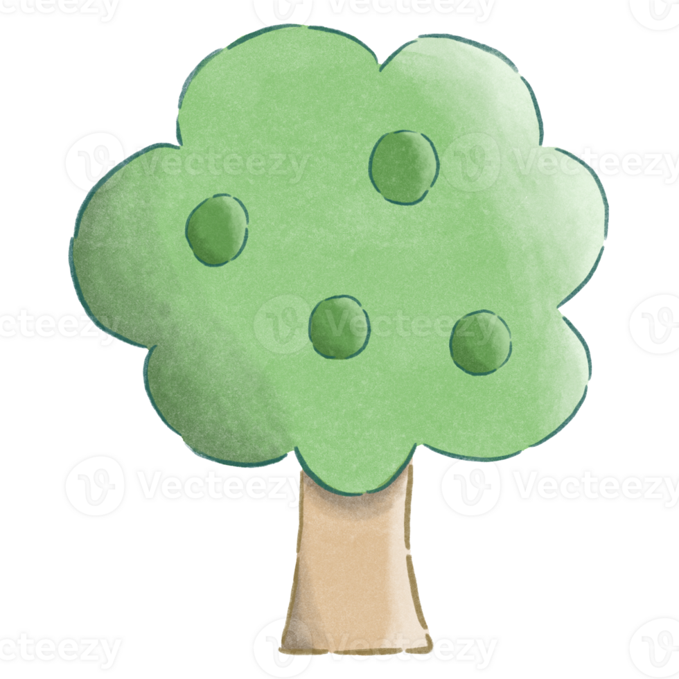 Hand-Drawn Watercolor Tree in Pot - Spring Home Decor png