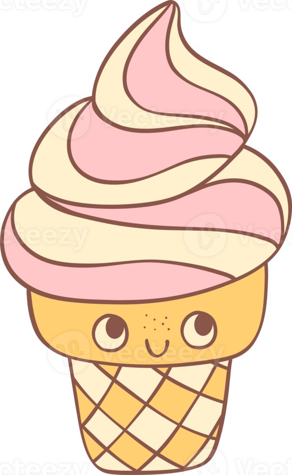 Groovy retro summer ice cream png