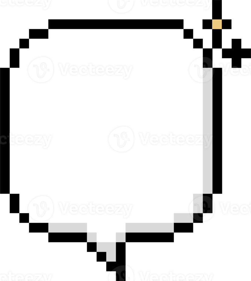 8bit retro game pixel speech bubble balloon icon sticker memo keyword planner text box banner, flat transparent element design png