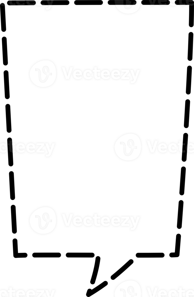 schwarz und Weiß gestrichelt Linie Rede Blase Ballon, Symbol Aufkleber Memo Stichwort Planer Text Box Banner, eben transparent Element Design png