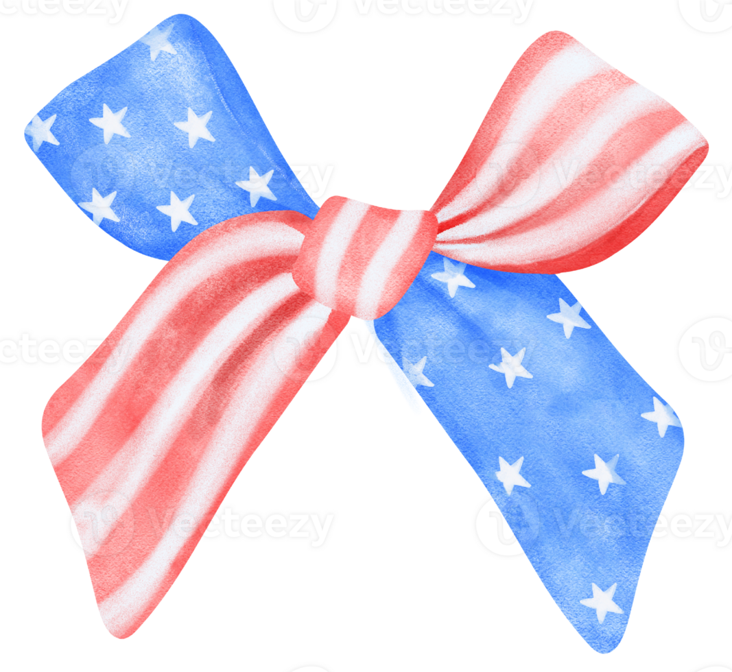 Coquette Ribbon Bow 4th of July watercolor png