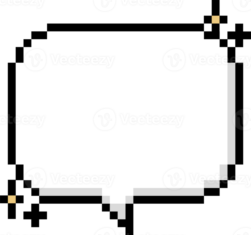 8bit retro game pixel speech bubble balloon icon sticker memo keyword planner text box banner, flat transparent element design png
