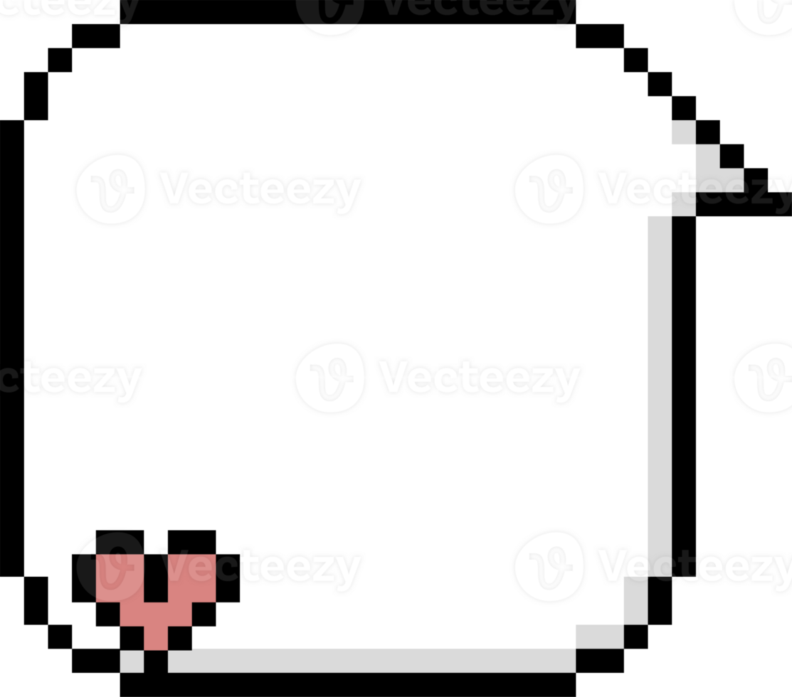8bit retro game pixel speech bubble balloon icon sticker memo keyword planner text box banner, flat transparent element design png