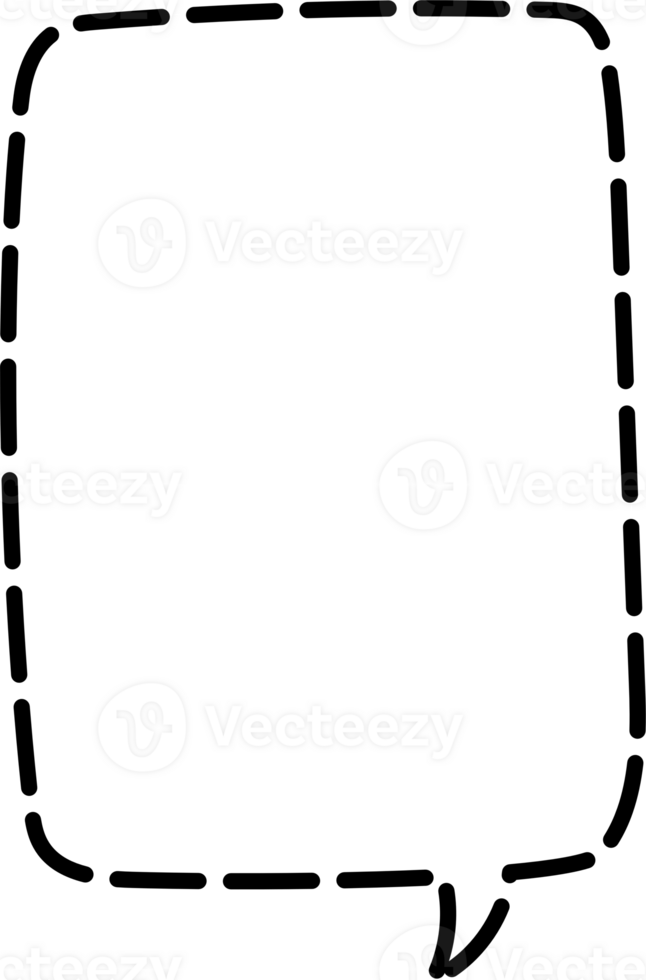 schwarz und Weiß gestrichelt Linie Rede Blase Ballon, Symbol Aufkleber Memo Stichwort Planer Text Box Banner, eben transparent Element Design png