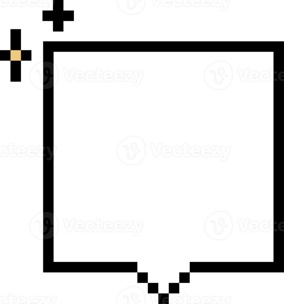 8bit retro game pixel speech bubble balloon icon sticker memo keyword planner text box banner, flat transparent element design png