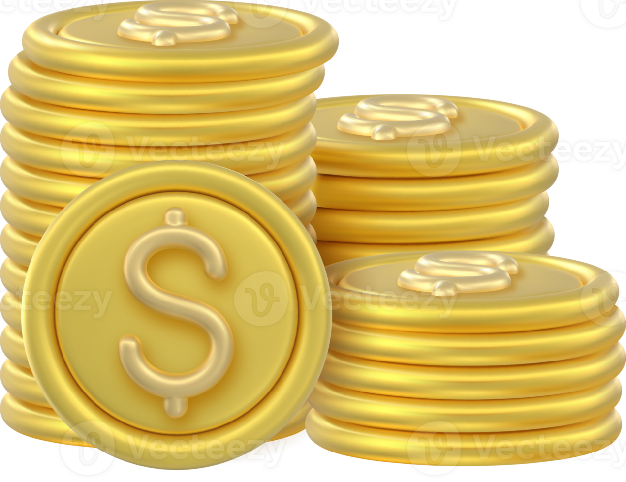 3D Token Coin Icons stack png