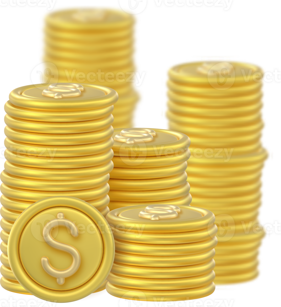 3D Token Coin Icons stack png