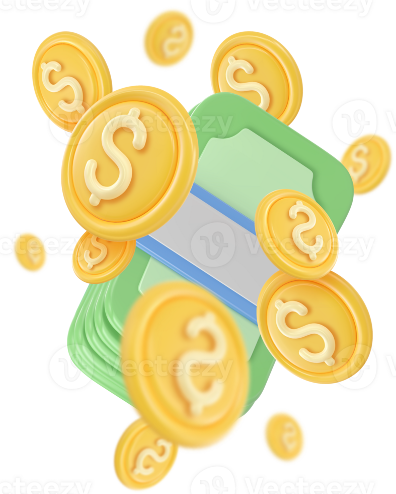3d icon money, bank banknotes png