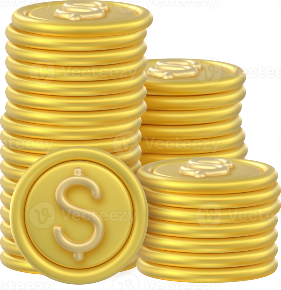 3D Token Coin Icons stack png
