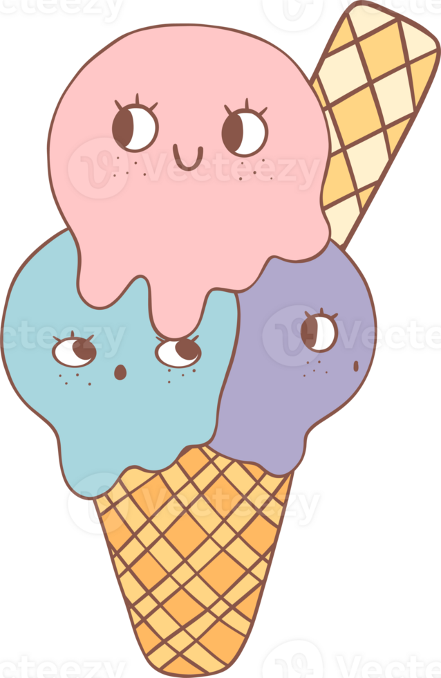 Groovy retro summer ice cream png