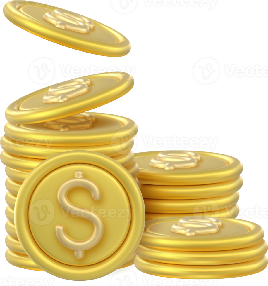 3d token munt pictogrammen stack png