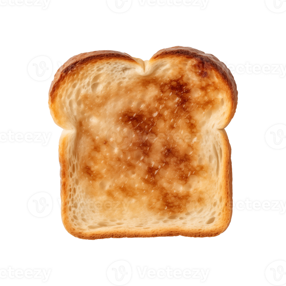 a slice of toast bread isolated on a transparent background, top view png