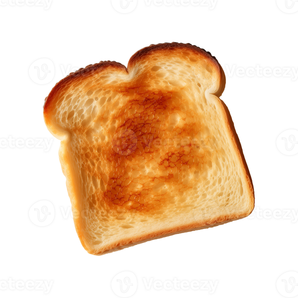 a slice of toast bread isolated on a transparent background, top view png