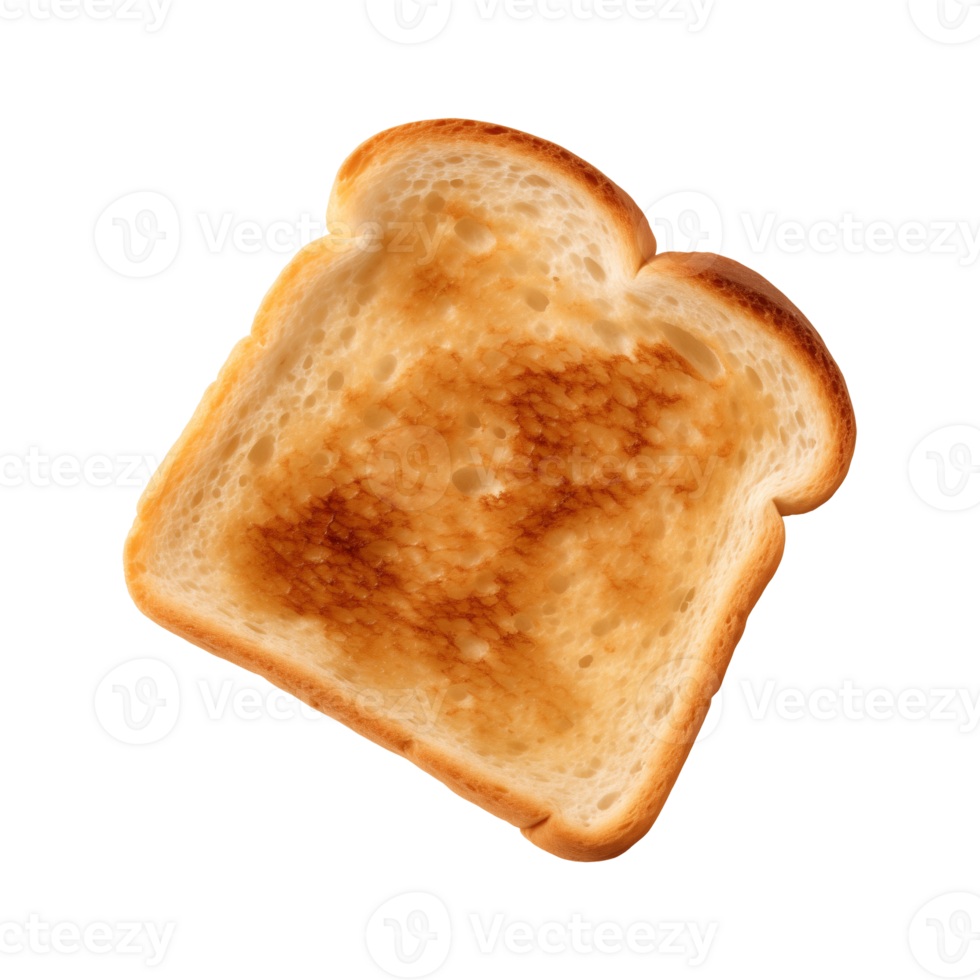 a slice of toast bread isolated on a transparent background, top view png