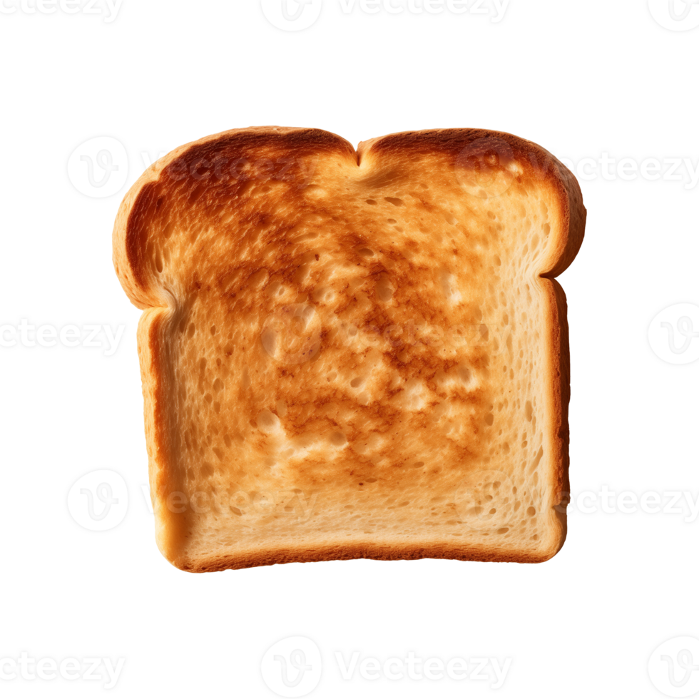 a slice of toast bread isolated on a transparent background, top view png