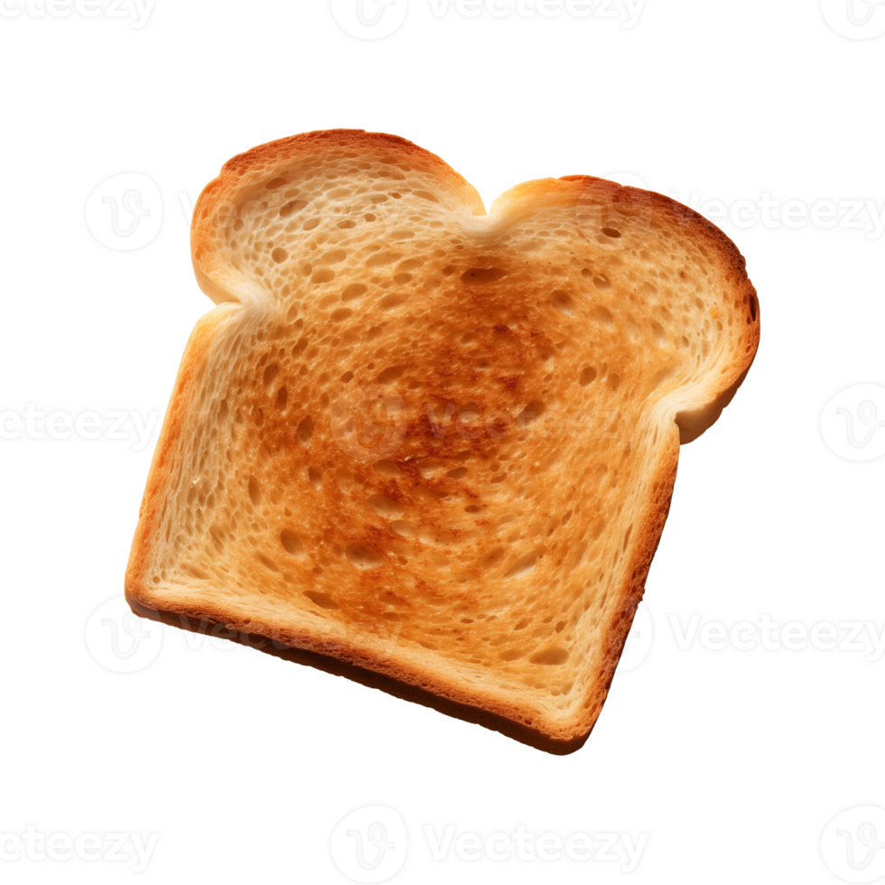 a slice of toast bread isolated on a transparent background, top view png