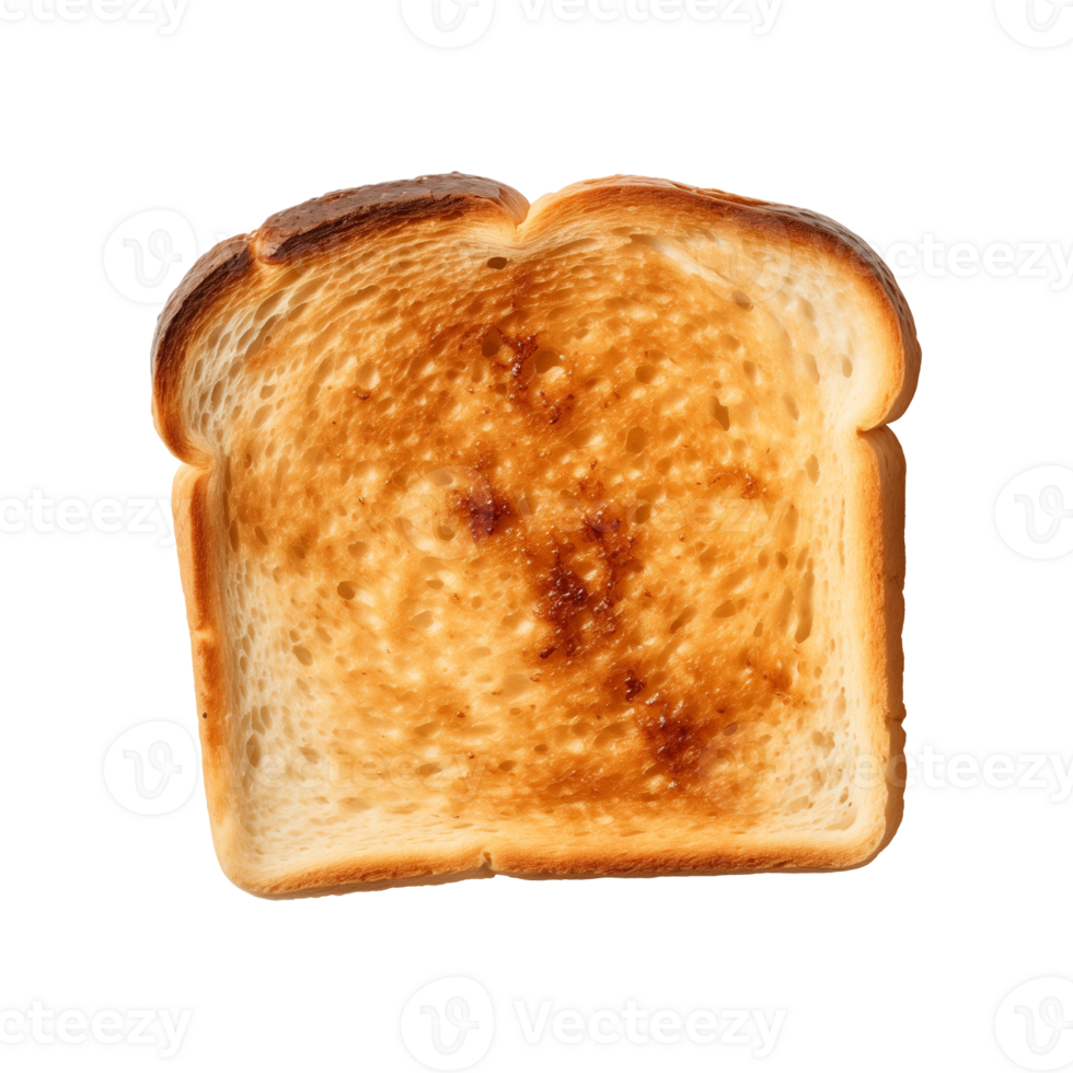 a slice of toast bread isolated on a transparent background, top view png