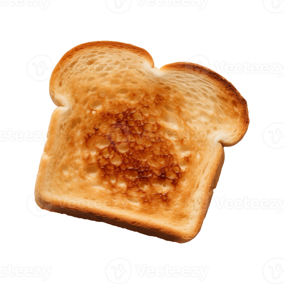 a slice of toast bread isolated on a transparent background, top view png
