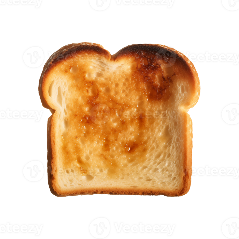 a slice of toast bread isolated on a transparent background, top view png